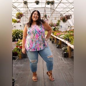 Tropical ruffle tank